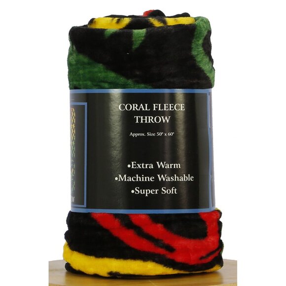 New One Love Rasta Pot Leaf Plush Fleece Throw Gift Blanket Weed Smoke Marijuana - Picture 4 of 4